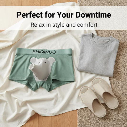 Elephant Boxer Briefs for Men Funny Modal 3D Trunk Pouch