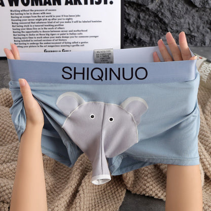Elephant Boxer Briefs for Men Funny Modal 3D Trunk Pouch