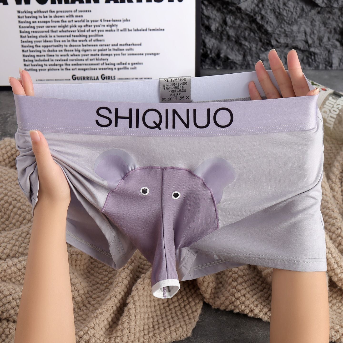 Elephant Boxer Briefs for Men Funny Modal 3D Trunk Pouch