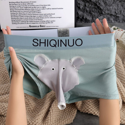 Elephant Boxer Briefs for Men Funny Modal 3D Trunk Pouch